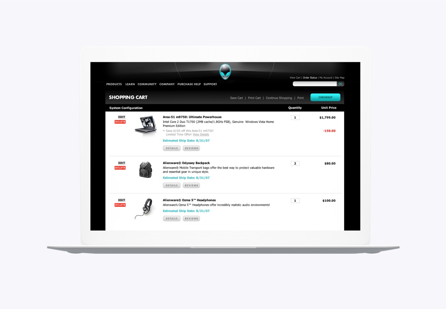 Alienware - Checkout Page