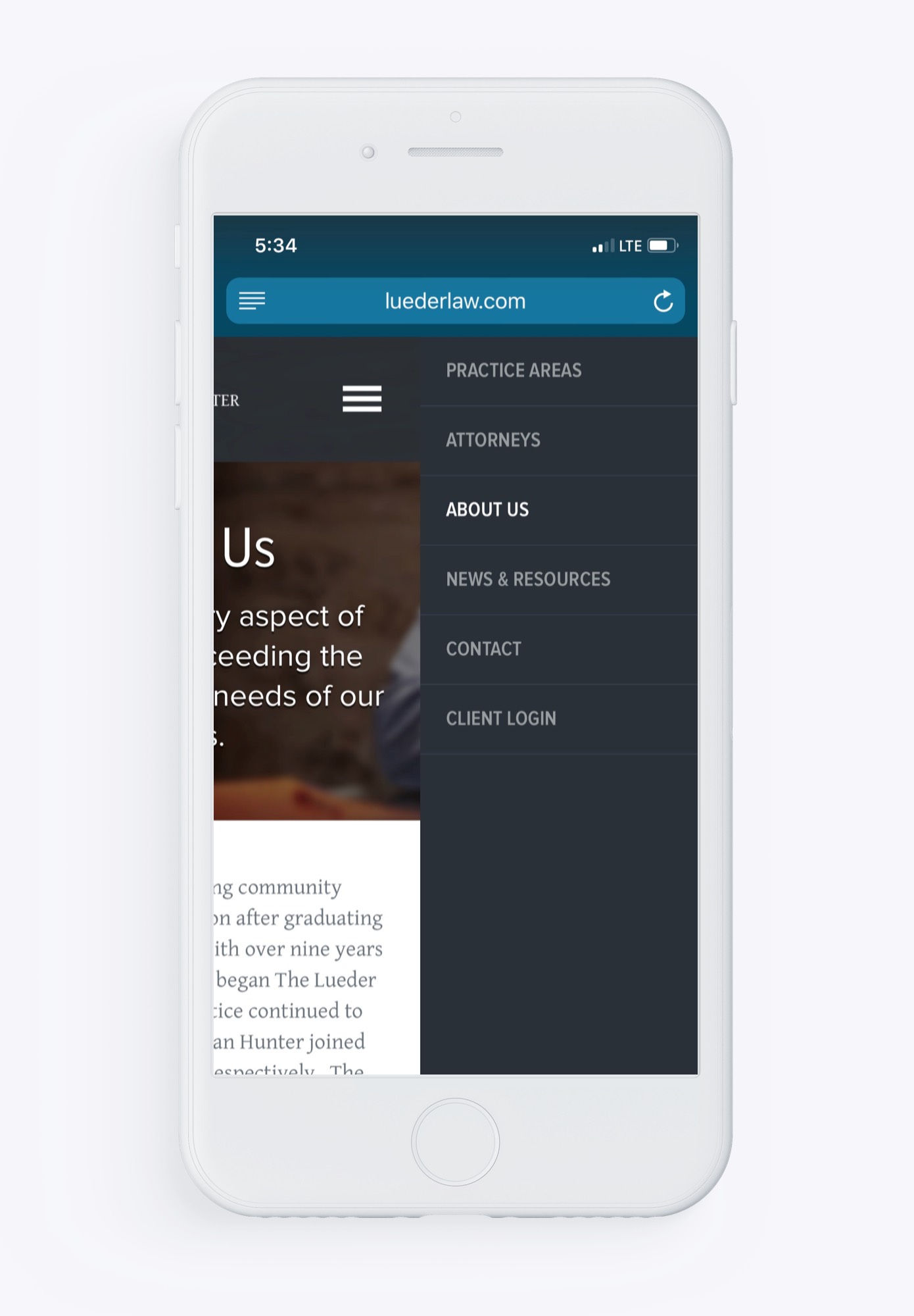 Lueder, Larkin, & Hunter - Mobile Menu