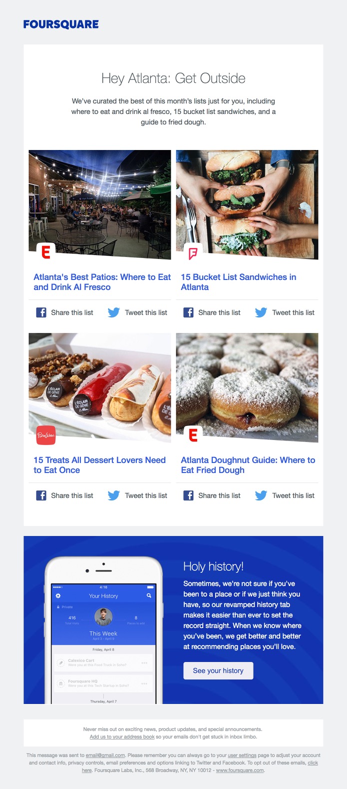 Foursquare - Atlanta Email Design