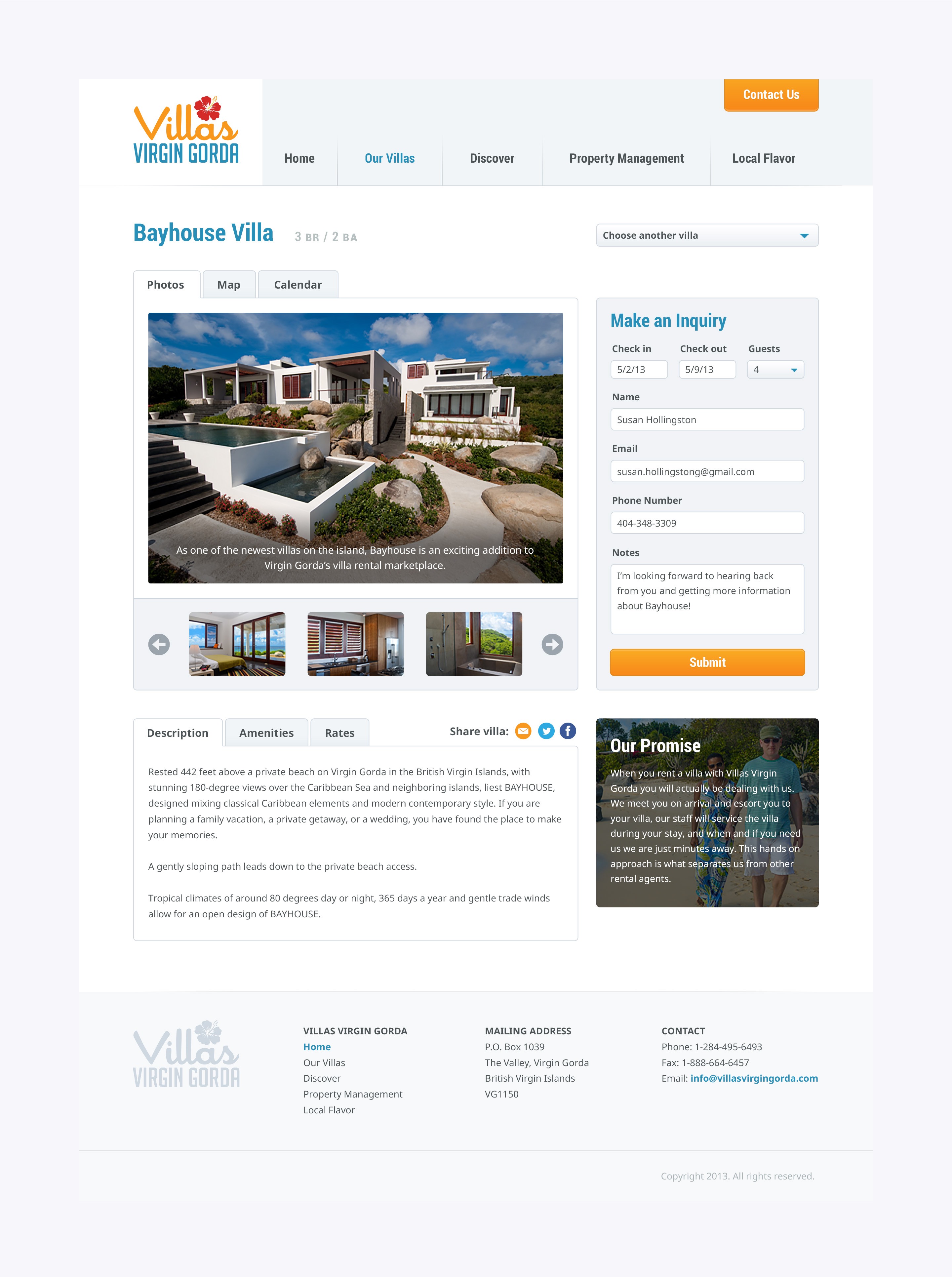 Villas Virgin Gorda - Reservation Page